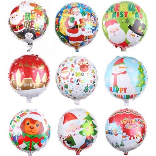 5Pcs 18inch Round Christmas Foil Balloons Santa Claus Xmas Tree Snowman Party Decoration Balloons Kid Globos Supplies