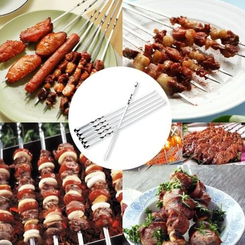 6pcs/Set Barbecue Meat String Skewers Chunks Of Meat Stainless Steel churrasqueira Roast Stick For BBQ Outdoor Picnic
