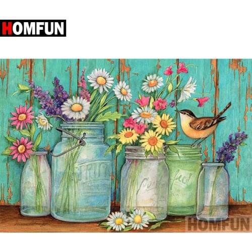HOMFUN Full Square/Round Drill 5D DIY Diamond Painting "Flower & bird" 3D Diamond Embroidery Cross Stitch Home Decor A18562