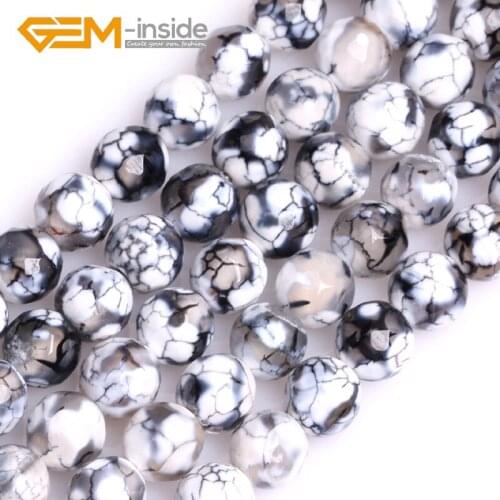 8mm Wholesale GEM-inside Dzi Fire Agates Gem stone Faceted Round Loose Beads For Jewelry Making Strand 15" Free Shipping