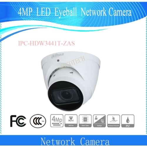 Free Shipping DAHUA 4MP IR Vari-focal Eyeball WizSense Network Cam with 2.7-13.5mm Motorized Lens DH-IPC-HDW3441T-ZAS In Stock
