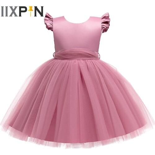 Kids Dresses for Girls Princess Dress With Mesh Belt Childrens Birthday Party Wedding Flower Girls Dress Ball Gowns De Festa