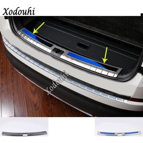 For Skoda Kodiaq 2017 2018 2019 2020 Car Sticker Inner Inside Rear Bumper Trim Stainless Steel Scuff Sill Trunk Plate Parts