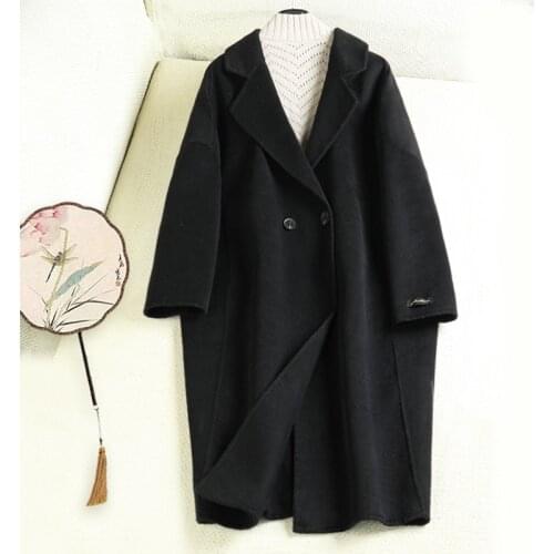 Double-sided cashmere coat female 2020 spring new han edition cloth cover the meat loose type cocoon fat MM long coat