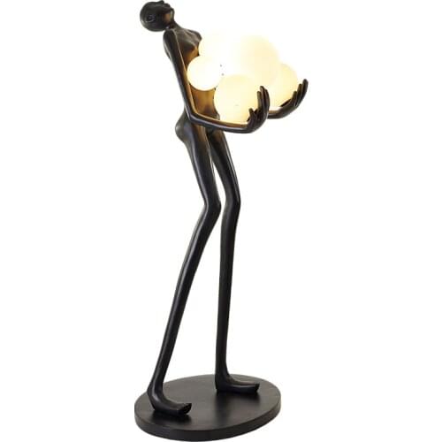 YL Customized Home Decoration Floor Lamp Nordic Store Character Sculptured Ornaments Fiberglass Ball Holder Hotel Lobby