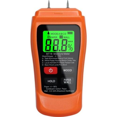 NEW MT-18 Grey 0-99.9% Two Pins Digital Wood Moisture Meter Paper Humidity Tester Wall Hygrometer Timber Damp Detector CH