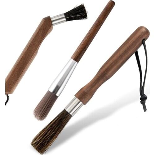 Coffee Grinder Cleaning Brush with Natural Bristles Lanyard Coffee Machine Brush Cleaner Tool for Barista Home Accessory