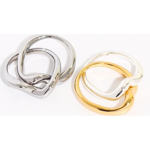 Online celebrity explosions two-color stitching the same color folding personalized rings for men and women with the same ring