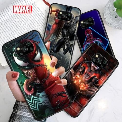 Cool Marvel Spider Man For Xiaomi Poco C3 M3 M2 X3 NFC X2 F2 X3 Pro F1 F3 Mi Play Mix 3 A2 Lite A1 6 5 Black Phone Case