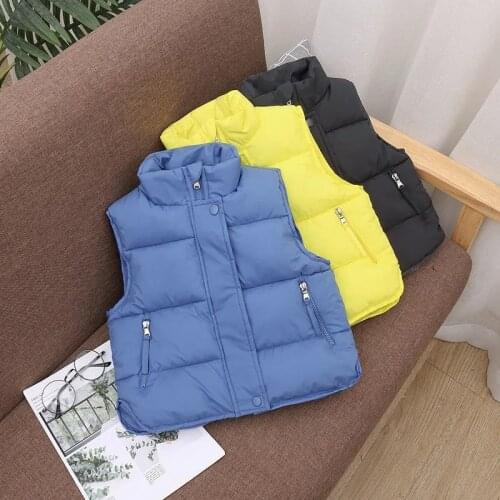 Sleeveless Jacket 2021 Childrens Winter Warm Clothes Down Coat Solid Color Children Kids Girls Vest Windproof Windbreaker