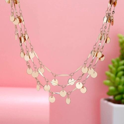 Small Round Multi Layered Womens Necklace Choker Statement Gold Color Female Luxury Gift Necklace Girl Party Jewelry 2021