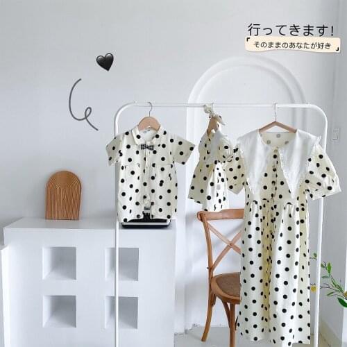 Cute Doll Collar Mother Daughter Dresses Mummy and Baby Girl Clothes Family Sets Outfits Baby Rompers Girls Princess Jumpsuit