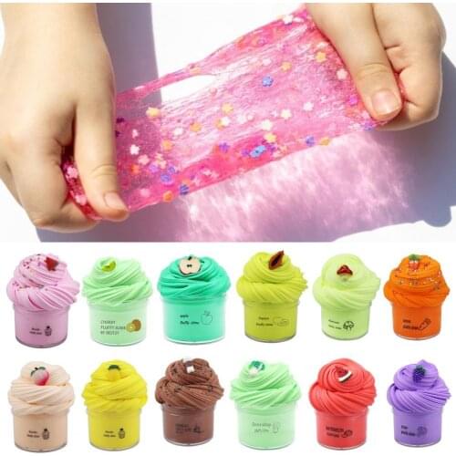 70ml 12 Color Stress Relief Slime Soft Pressure Release Toy Butter Slime Polymer Clay Toy Fluffy Kids Putty Sluge Toy for Relax