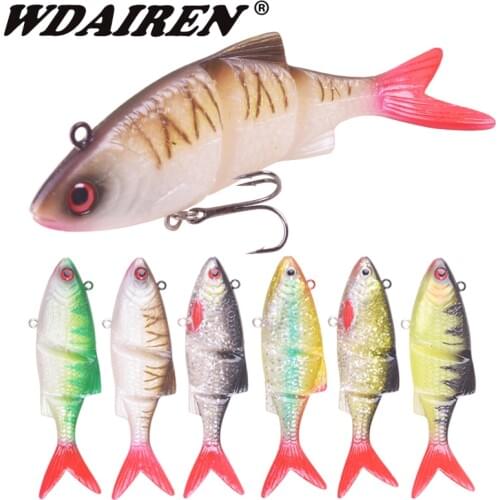 1Pcs soft Fishing Wobblers Pike Fishing Lures 12cm 31g Multi Jointed Sections Artificial Silicone Baits Trolling Carp Fishing