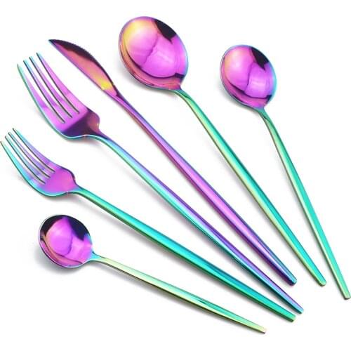 Colorful Flatware Set Rose Cutlery Set 18/10 Stainless Steel Tableware Set Knife Fork Spoon Dinner Set Silverware Dinnerware Set