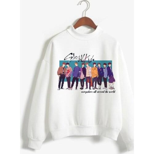 New Arrival Stray Kids Harajuku Printed K Pop Hoodies Women Sweatshirts Kpop Warm Pullover Turtleneck Fan Club Hoodie For Female