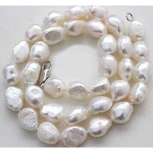 9-11mm south sea natural baroque white pearl necklace 18inch