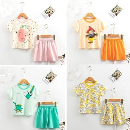 Cartoon Animal Pyjamas for Girls Kids Pajama Set Baby Boys Summer Sleepwear Cute Toddler Children Short Sleeve Cotton Clothing