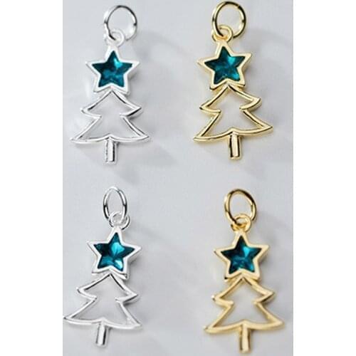 925 Sterling Silver Pretty Christmas Tree Craftwork Charms Women Men Ornament Dangle Silver Pendants DIY Jewelry Fittings Gift