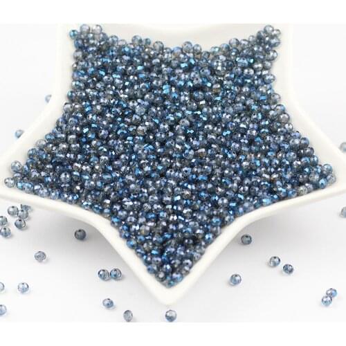 Transparent Wooden blue 4mm 100pcs Austrian faceted Crystal Glass Loose Spacer Flat Round Beads for Jewelry handiwork Making DIY