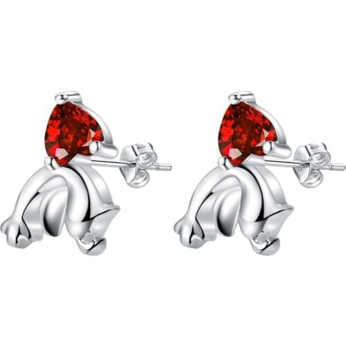 Inlay dark red zircon fish high quality Silver Earrings for women fashion jewelry earrings /ATJVRBKR UULLCVOP