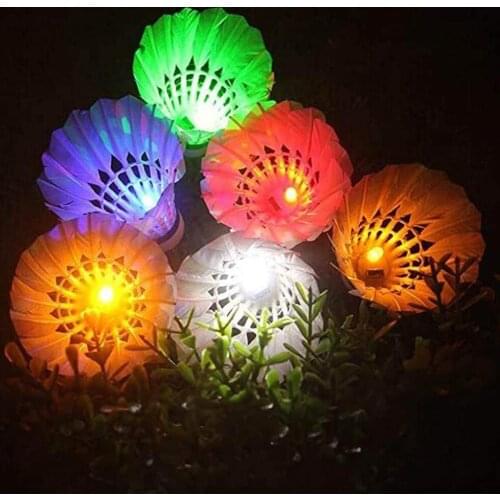 10Pcs LED Luminous Gradient Badminton Balls 7 Colors Badminton Shuttlecock Set Lighting Balls for Yard Games Outdoor Sports Toys