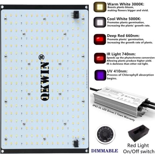 V1 QBS Led Grow Light 120W Full Spectrum Samsung LM301D 2.9Umol/J bead DIY with red light on/off switch