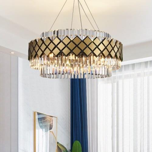 Top Post Modern Hanging Lamp Gloden K9 Crystal Chandelier And Pendant Lighting Lamps Light For Villa Fixture