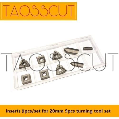 Inserts 9pcs/set for 20mm indexable carbide cutter set, turning tool set, none tincoated