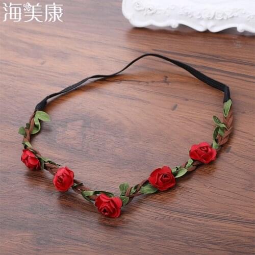 Haimeikang Women Handmade Floral Crown Flower Headband Hair Garland Wedding Headpiece Headwear Flower 13 Colors Hair Accessories