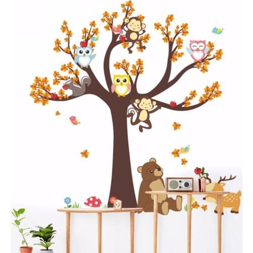 1pc Cartoon Owl Bird Tree Squirrel Art Wall Sticker Decal Nursery Baby Room Decor