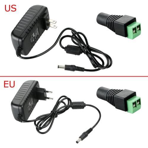 DC 12V 3A LED Strip Light Switching Power Supply Adapter For AC 110V- 240V Adapter EU /US Plug With Female Adapter