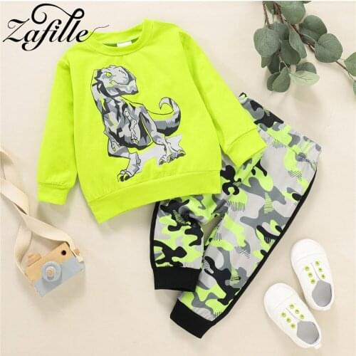 ZAFILLE Baby Boy Outfits 2pc Dinosaur Top +Camouflage Pants newborn Baby Boy Clothes Set Baby Boy Winter Clothes Toddler Clothes