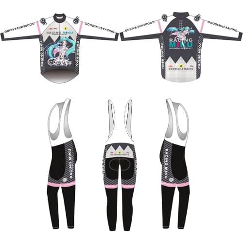 2019 Miku Racing Gear Winter thermal fleece Cycling Jersey 9D Gel Bib Set Japan Bicycle Clothing MTB Uniform Bike Wear Clothes