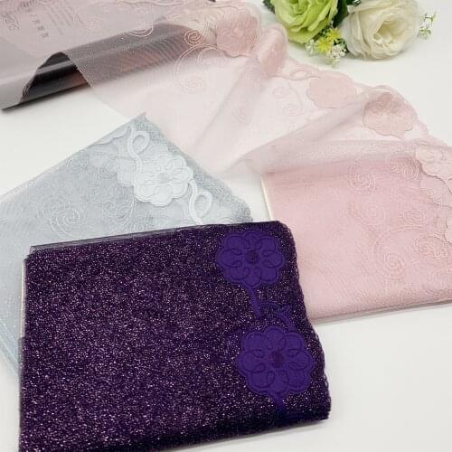 3y/lot Width 19cm Pink Metallic Embroidery Lace Trim For Skirt Hem Clothes Sewing Material DIY Apparel Dress Fabrics Lace BJD