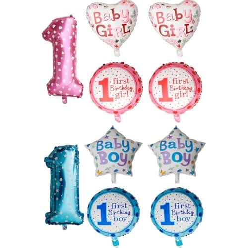 5pcs/set Cute Foil Balloons Baby Shower 1st Birthday Wedding Party Decor Blue Boy Festive & Party Supplies