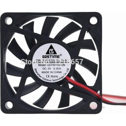 500 PCS LOT Wholesale 60mm x 10mm 6010S DC 5V 2Pin Brushless Cooler Cooling Fan