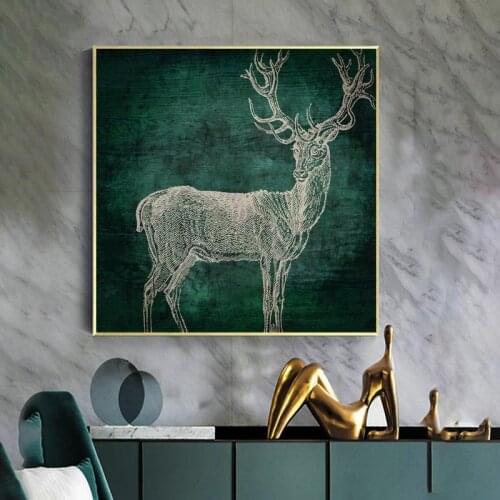 Abstract Line Deer Pictures Canvas Painting Animal Nordic Posters And Prints Wall Art For Living Room Decoration