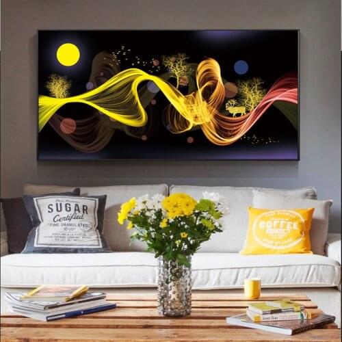 Nordic Abstract Moon Scenery full drill diamond painting square golden colour 5d diy diamond embroidery diamond mosaic painting