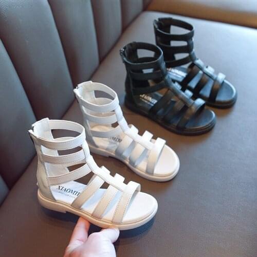 Little Girls Summer Roman Sandals Boots For Kids Children Fashion White Black Princess Boots Shoes New 2020 5 6 8 10 9 12 Years