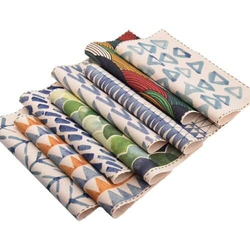 Chainho,Geometric Patterns,Hand Dyed Cotton Linen Fabric For DIY Sewing Quilting Patchwork Decor Clothes Of Placemat/Purse/Bag