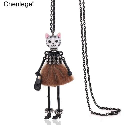 Chenlege charms necklace 2018 cute jewelry long chains bohemain fashion cat necklace for women big chokers pendant gifts