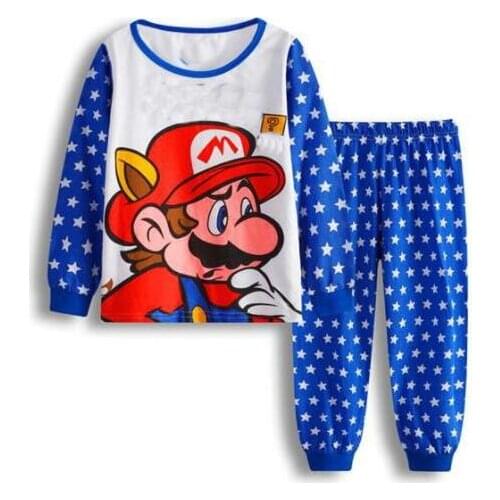 Children Pajamas Baby Clothing Set Kids Mario Cartoon Sleepwear Autumn Cotton Nightwear Boys Girls Casual Pyjamas Pijamas Set