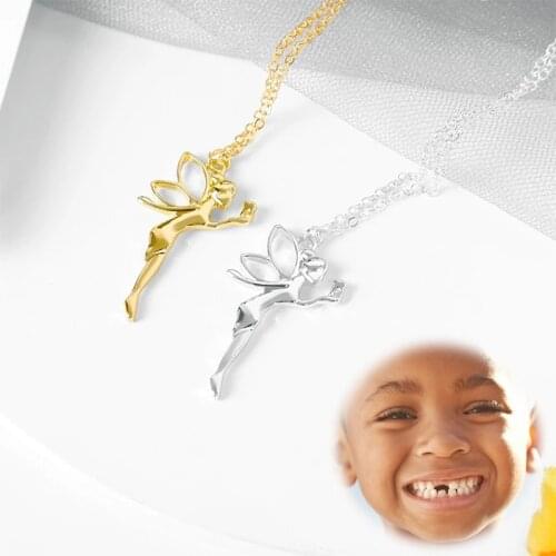 Kid Tooth Fairy Angel Pendant Necklace Children Baby Teeth Growth Gift Souvenir Crafts Decoration Child Tooth Exchange Gift