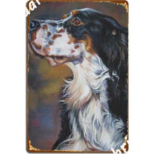English Setter Fine Art Painting Poster Metal Plaque Plaques Cinema Living Room Pub Garage Retro Tin Sign Poster