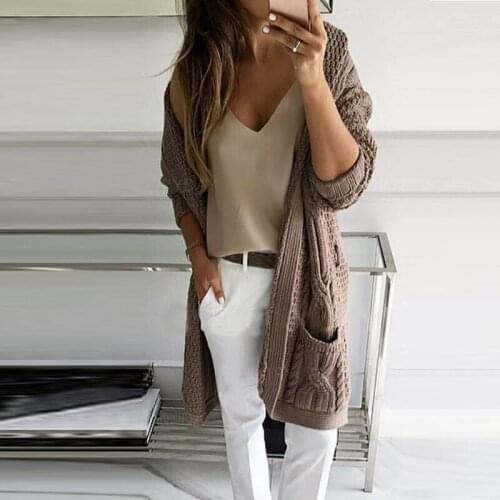 Brown Cardigan Womens Clothing Sweater Slim All-match Knit Cardigan Windbreaker Jacket 2020 Fall Best-selling New