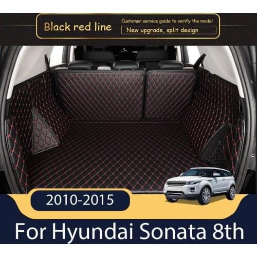 Custom Leather Car Trunk Mats For Hyundai Sonata 8th 2010-2015 Rear Trunk Floor Mat Tray Carpet Mud