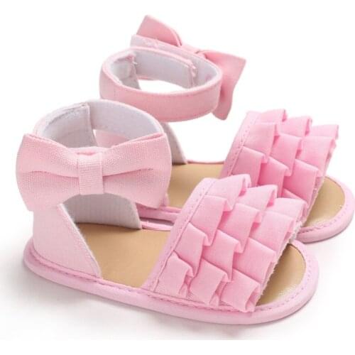 Summer Baby Girl Sandals Breathable Anti-Slip Bowknot Shoes Toddler Soft Soled For First Walkers 0-18M