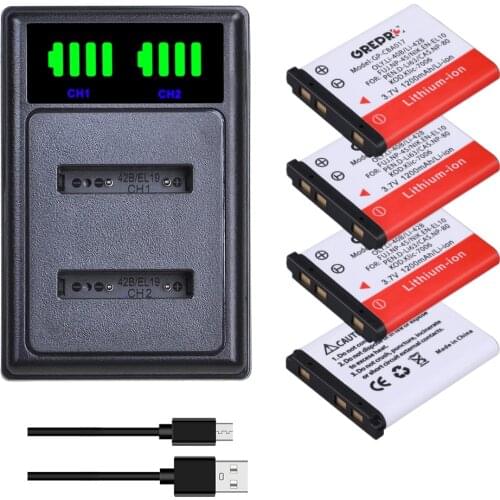 Li-40B Li-42B EN-EL10 Li 40B Battery and Charger with Type-C and USB Cable for Olympus for D-LI63 NP-45 K7006 np-80 np-82