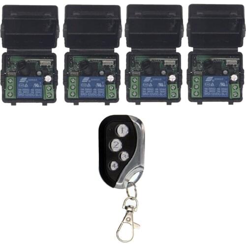 Mini Size DC 12V 1CH 1 CH Wireless Remote Control Switch Relay Output Radio Receiver Module and 4CH Transmitter